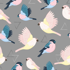Seamless pattern with little birds