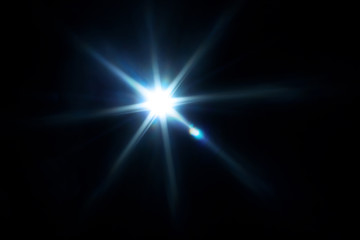 Easy to add lens flare effects for overlay designs or screen blending mode to make high-quality images. Abstract sun burst, digital flare, iridescent glare over black background.