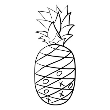 Pineapple drawing. Tic tac toe game. Vector illustration.