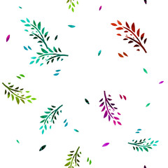 Fototapeta premium Seamless pattern with sprigs and leaves. Vector illustration