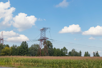 High-voltage power line, steel engineering structure