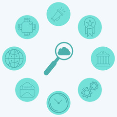 Search cloud vector icon sign symbol