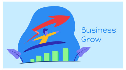 landing page business grow. iconic business infographic template. vector