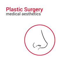 Rhinoplasty, Plastic surgery, Medical Aesthetic and beauty Line icon