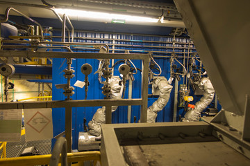 various installations mounted around the coal boiler