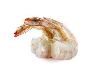 Fresh raw shrimps isolated on white. Healthy seafood