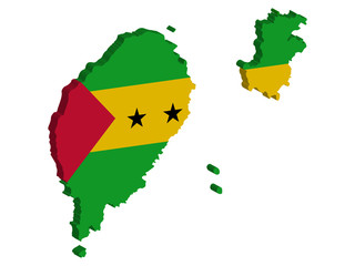 Fototapeta premium Sao Tome and Principe map flag vector 3D
