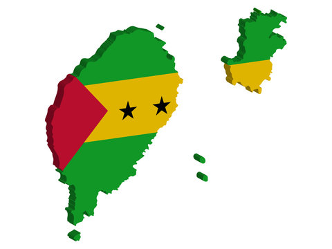 Sao Tome and Principe map flag vector 3D