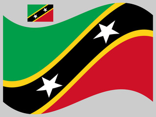 Wave Saint Kitts and Nevis Flag Vector.