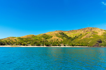 Tropical landscape of the island, Fiji. Copy space for text.