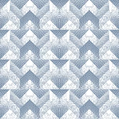 Tapeten Abstraktes nahtloses Muster aus geometrischen Formen mit Textur. Optische Täuschung des Volumens und der Tiefe des Bildes. © akrain