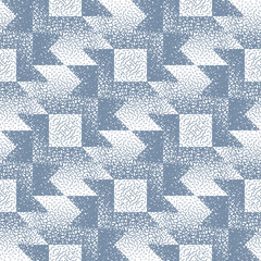Abstract seamless pattern of geometric shapes with texture. Optical illusion of the volume and depth of the image.