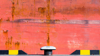 bollard at the pier in the port