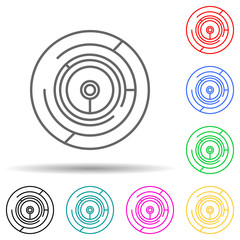 Circular maze complexity multi color style icon. Simple thin line, outline vector of artifical icons for ui and ux, website or mobile application