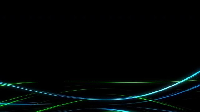 Abstract background animation of glowing colored lines on black background