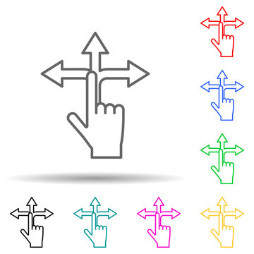 Touch Screen Hand Arrow Multi Color Style Icon. Simple Thin Line, Outline Vector Of Artifical Icons For Ui And Ux, Website Or Mobile Application