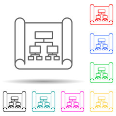 Business analytics, flow process multi color style icon. Simple thin line, outline vector of artifical icons for ui and ux, website or mobile application