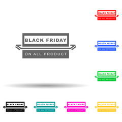 Black Friday poster stiker multi color style icon. Simple glyph, flat vector of black friday icons for ui and ux, website or mobile application