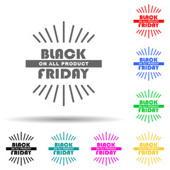 Black Friday poster stiker multi color style icon. Simple glyph, flat vector of black friday icons for ui and ux, website or mobile application