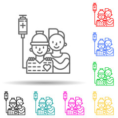 nursing care for sick cancer multi color style icon. Simple thin line, outline vector of cancer day icons for ui and ux, website or mobile application