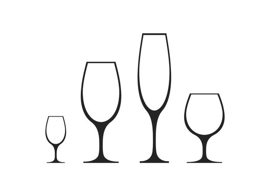 wineglass icon set. different wine glasses. isolated vector image