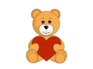cartoon teddy bear with red heart. valentine's day design element