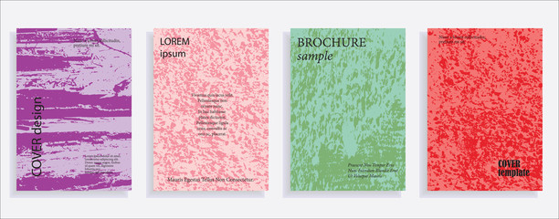 Fototapeta premium Minimalistic cover design templates. Set of layouts for covers of books, albums, notebooks, reports, magazines. Vintage texture gradient effect, flat modern abstract design. Grunge mock-up texture