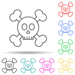 skull and Bones multi color style icon. Simple thin line, outline vector of crime Investigation icons for ui and ux, website or mobile application