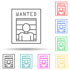 Fototapeta premium search for a criminal multi color style icon. Simple thin line, outline vector of crime Investigation icons for ui and ux, website or mobile application