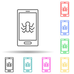 bugs in phone multi color style icon. Simple thin line, outline vector of crime Investigation icons for ui and ux, website or mobile application