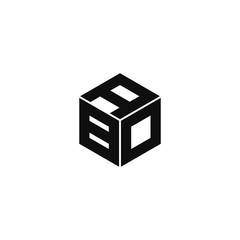 ABO and ABD triple cubic alphabet letter vector geometric font icon & Logo for your design.