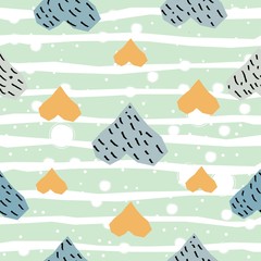 Seamless Pattern with Cute Stripes, funny shape. Repeating background for prints. Scandinavian Style.