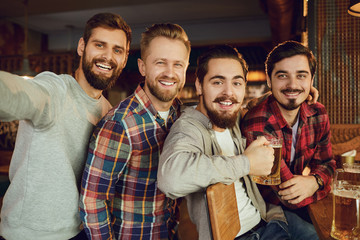 Portrait of friends at a bar pub.