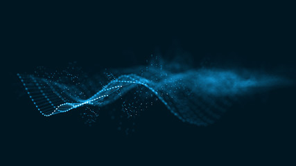 Abstract 3d rendering futuristic dots and lines. computer geometric digital connection structure. Visual information complexity. Intricate data threads plot. Intelligence artificial