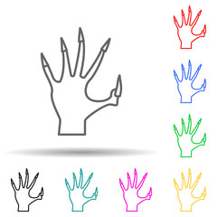 Evil hand for Halloween decoration multi color style icon. Simple thin line, outline vector of halloween icons for ui and ux, website or mobile application