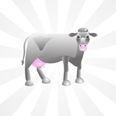 Cartoon cow isolated on a stylized background. Vector image