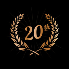20 years anniversary design template. Twentieth anniversary celebration logo. Vector and illustration.