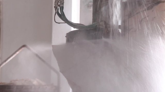 industrial marble saw machine cutting 