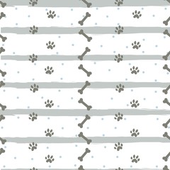 Seamless Dog Paw Pattern.