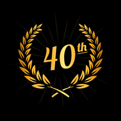 40 years anniversary design template. Fortieth anniversary celebration logo. Vector and illustration.