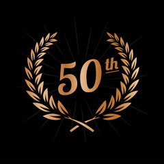 50 years anniversary design template. Fiftieth anniversary celebration logo. Vector and illustration. - obrazy, fototapety, plakaty