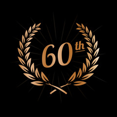 60 years anniversary design template. Sixtieth anniversary celebration logo. Vector and illustration.