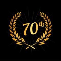 70 years anniversary design template. Seventieth anniversary celebration logo. Vector and illustration.