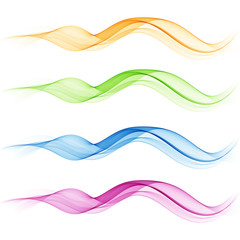 Set of abstract color wave. Color smoke wave. Transparent color wave. Blue, pink, orange, red color. Wavy design.Vector