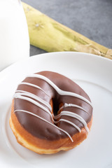 brown iced ring doughnut