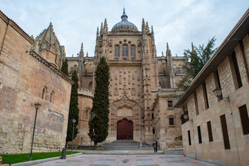 Fototapeta na wymiar Ornate exterior of Salamanca Cathedral in Spain