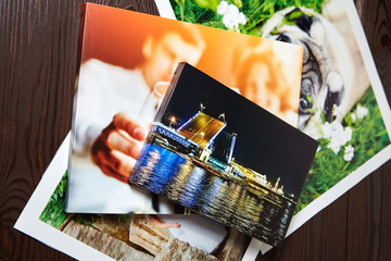 Photo canvas prints. Sample of stretched photography with gallery wrap. Photos printed on glossy...