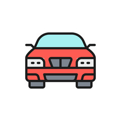 Car, automobile, transport flat color line icon. Isolated on white background