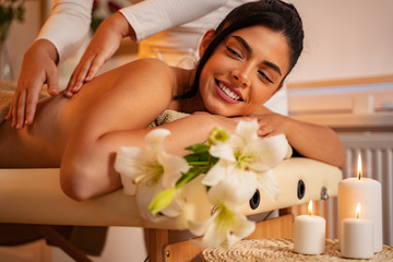 Obraz na płótnie Canvas massage, massaging, girl, European, spa , treatment, luxury, 