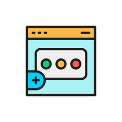 Feedback web page, review, chat flat color line icon.